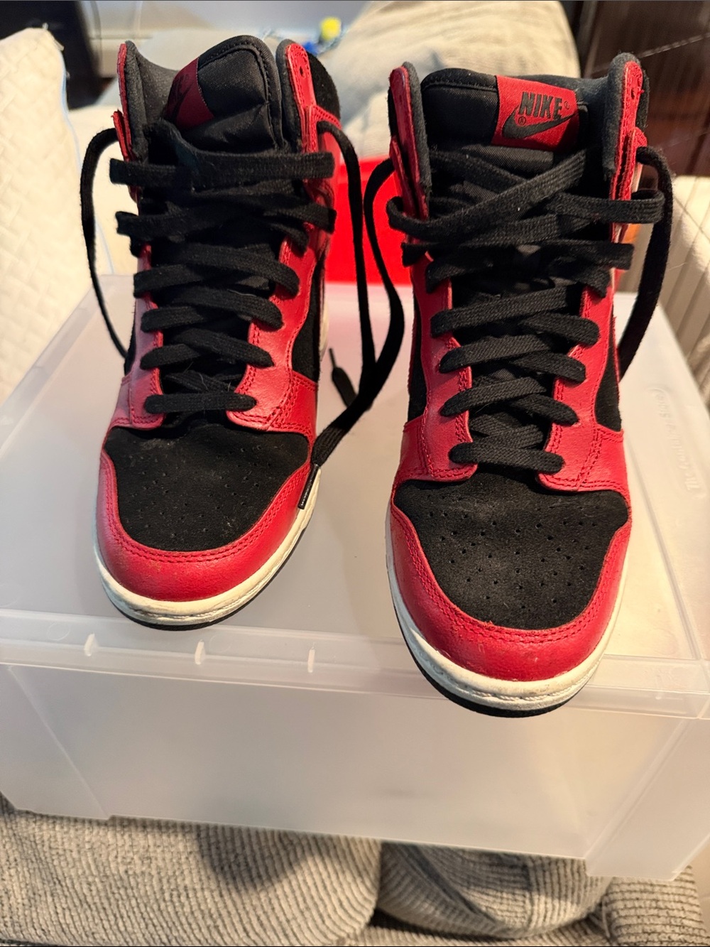 Nike Red and Black High-Top Athletic Shoes